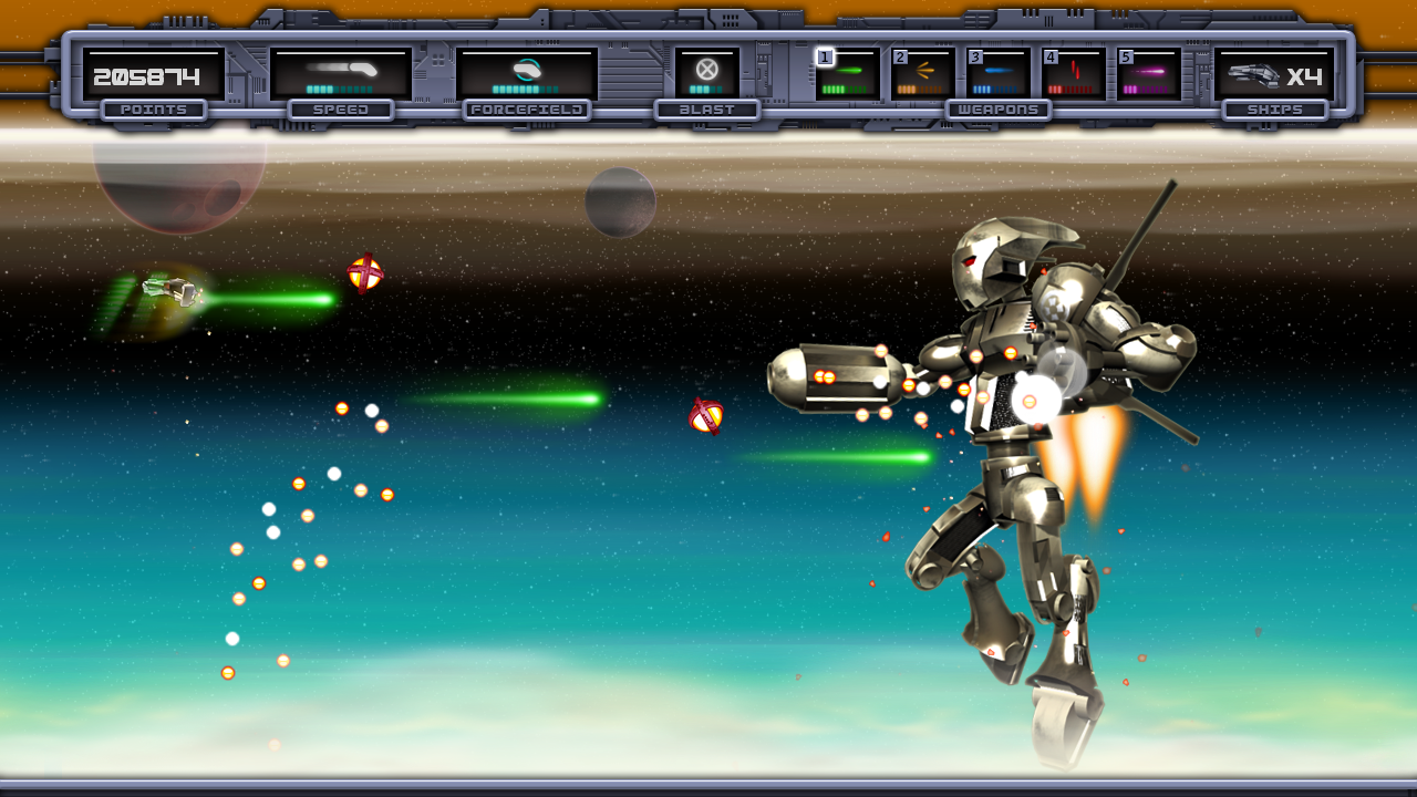 Dodging aimed bullet clouds from Orbital Defense 01.