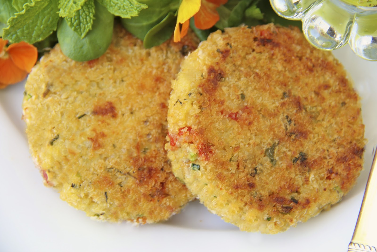 Quinoa Cakes w/ Goat Cheese and SlowRoasted Tomatoes The Café Sucre