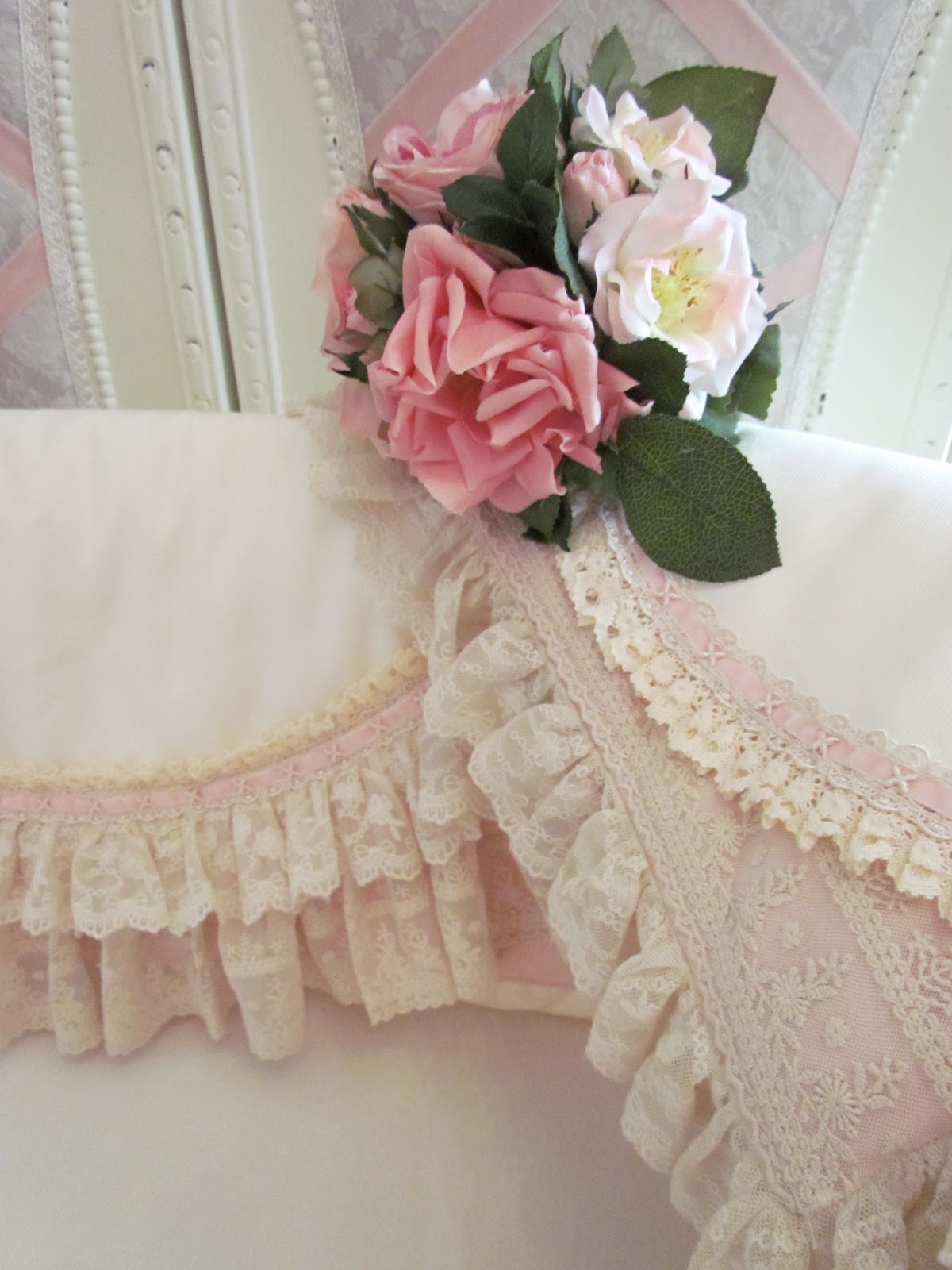 Angela Lace Old Rose Crib Bedding