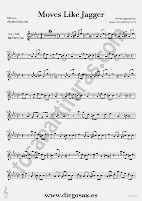 Tubescore Moves Like Jagger Sheet Music for Alto Sax and Baritone Sax by Maroon 5 