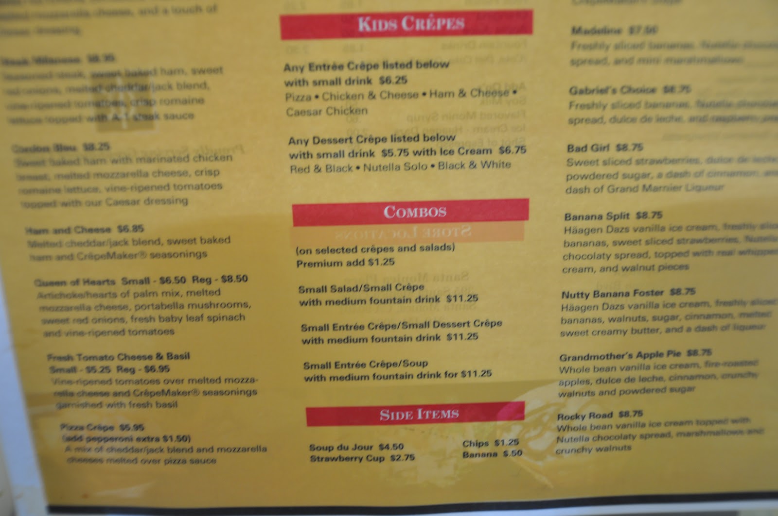Crepe Maker Menu