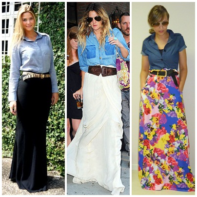 saia longa com camisa xadrez