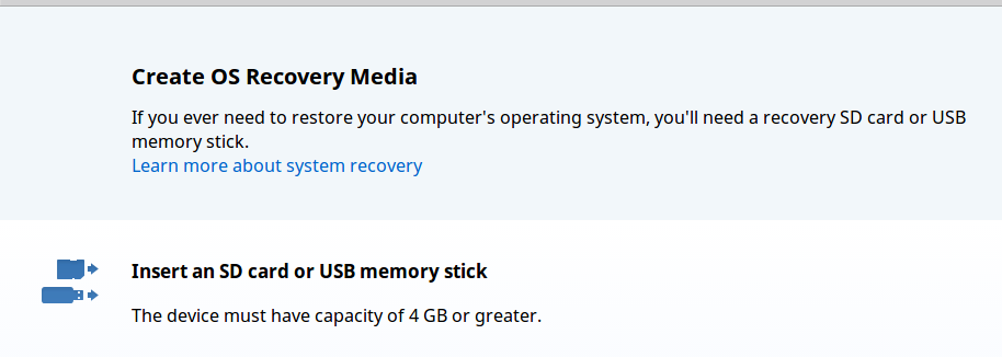 Create OS Recovery Media Create OS Recovery Media