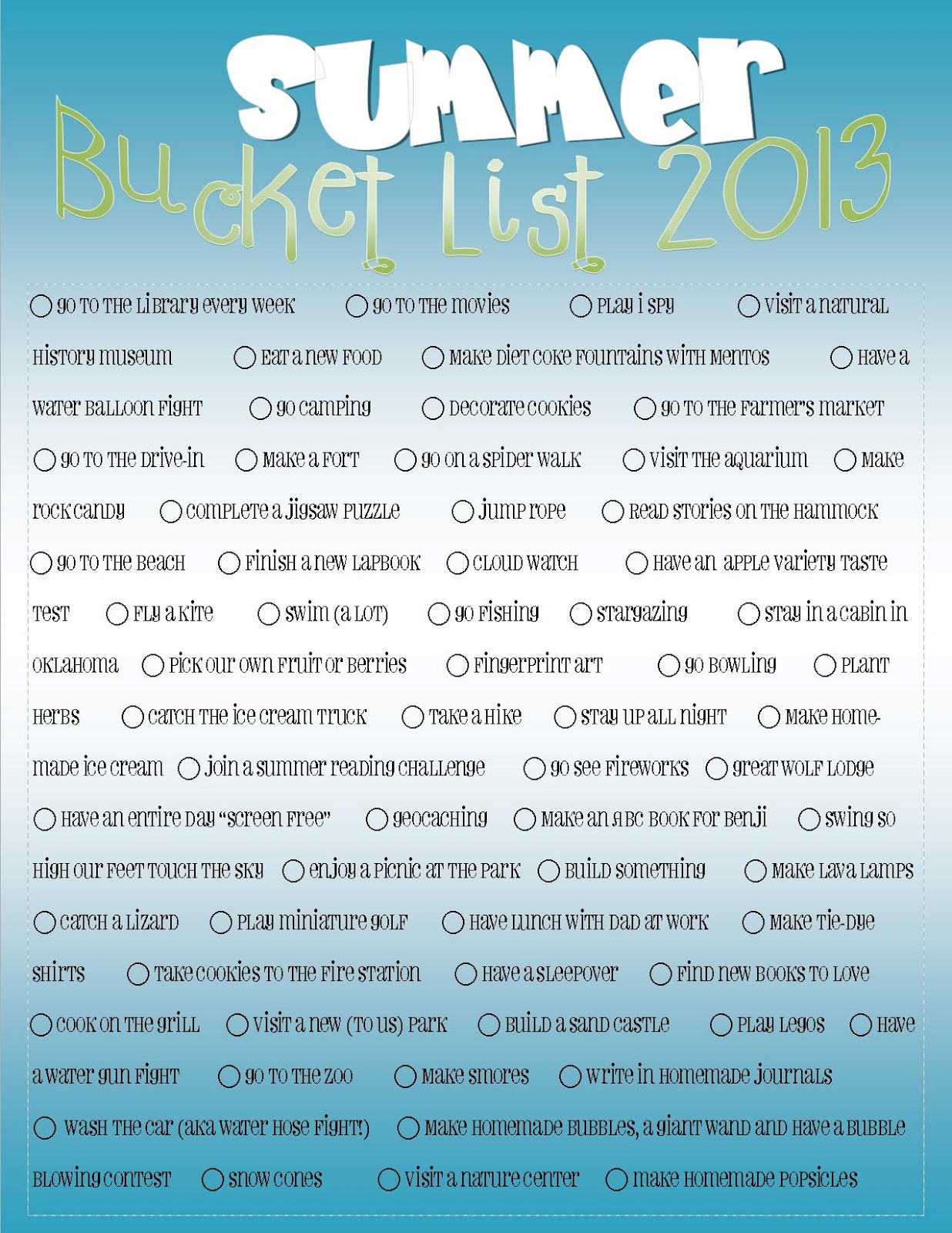 THIS is what it's all about! Summer Bucket List and Camp Mom 2013