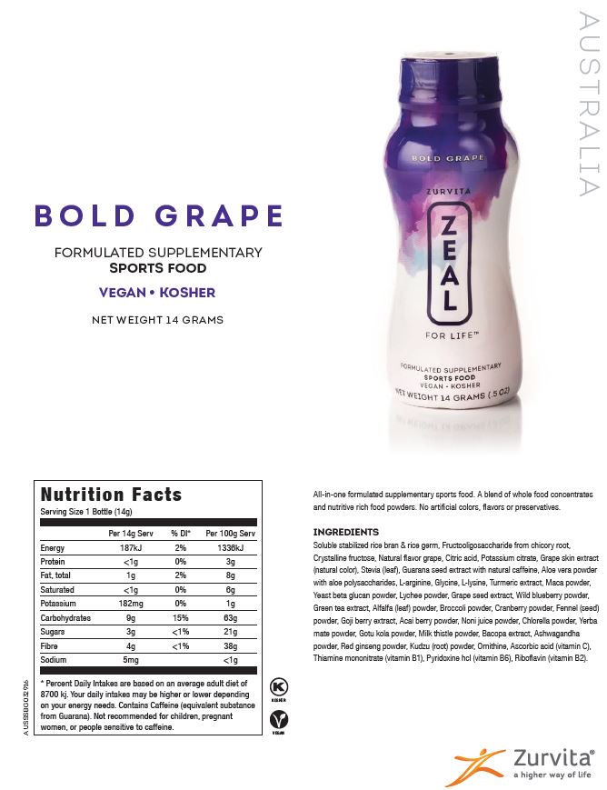 Zurvita Australia Powered By Zeal For Life Zeal For Life Bold Grape