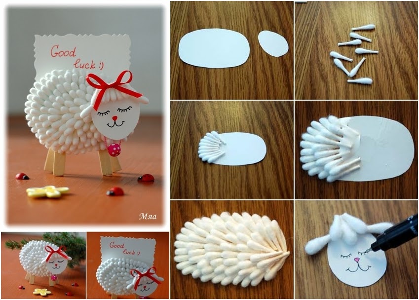 DIY Cotton Swabs Lamb DIY Craft Projects