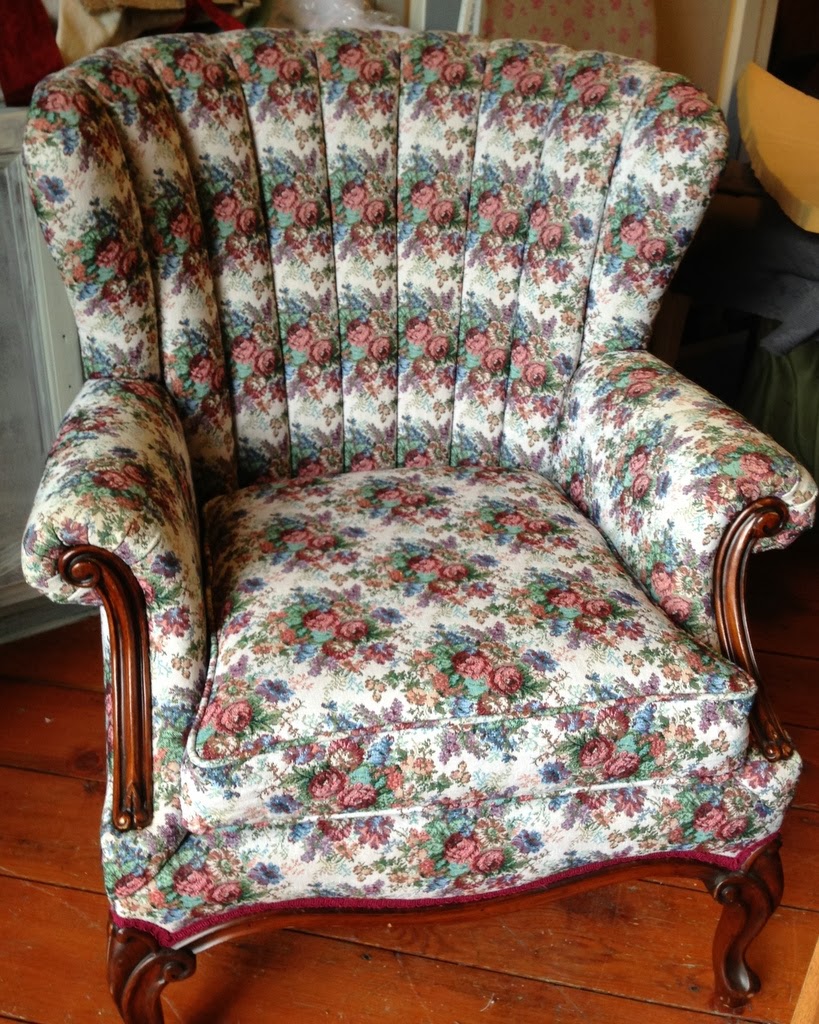 blue roof cabin Channel Back Chair Before and After