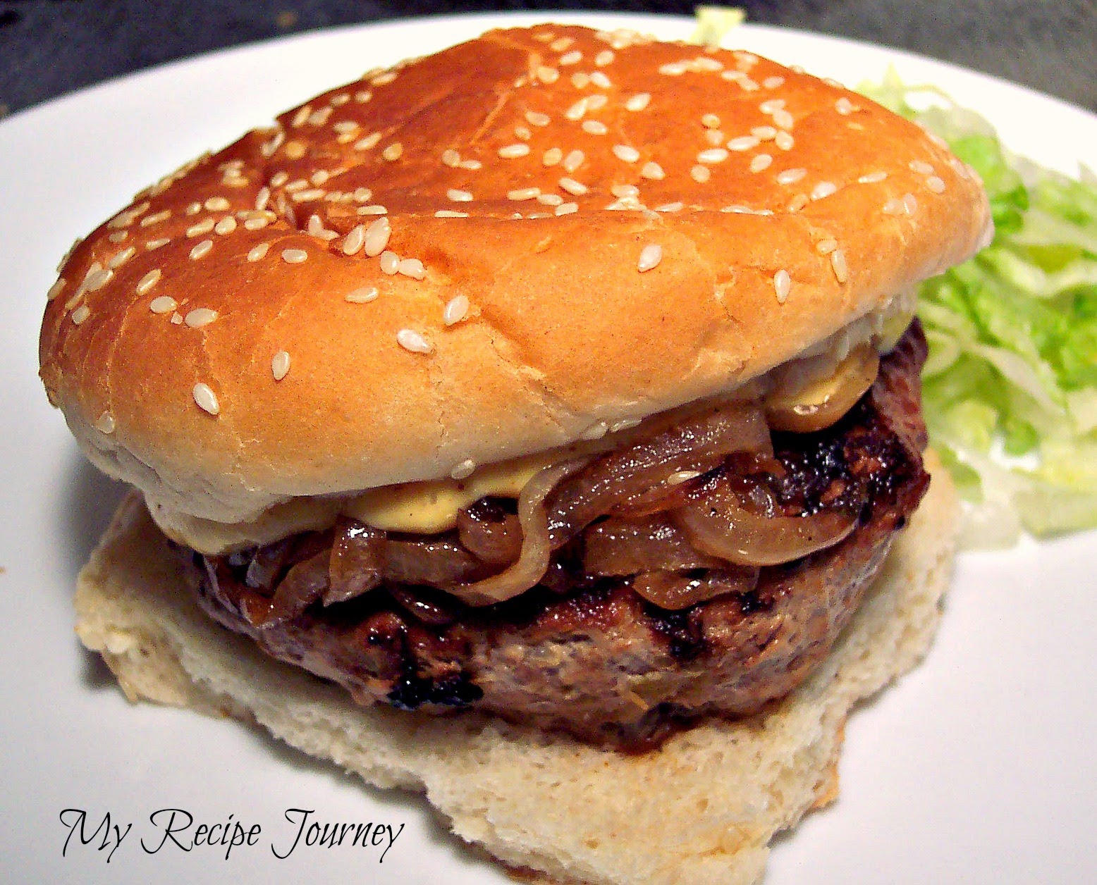 My Recipe Journey Smoky Spicy Turkey Burger with Caramelized Onions
