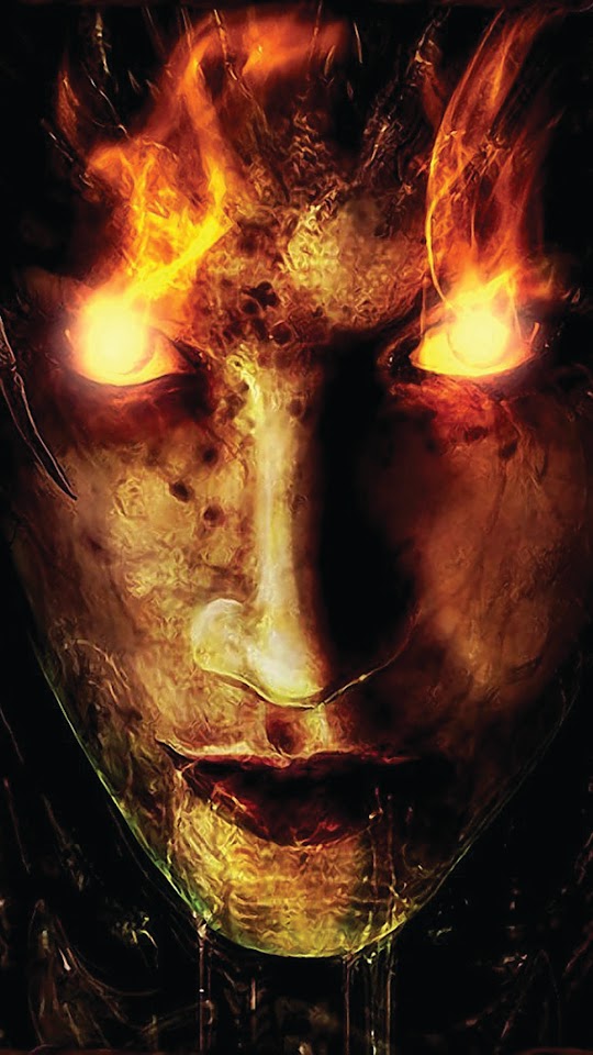 Fire Demon Glowing Eyes Halloween Android Wallpaper