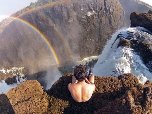 Victoria Falls bordering Zimbabwe and Zambia in Africa