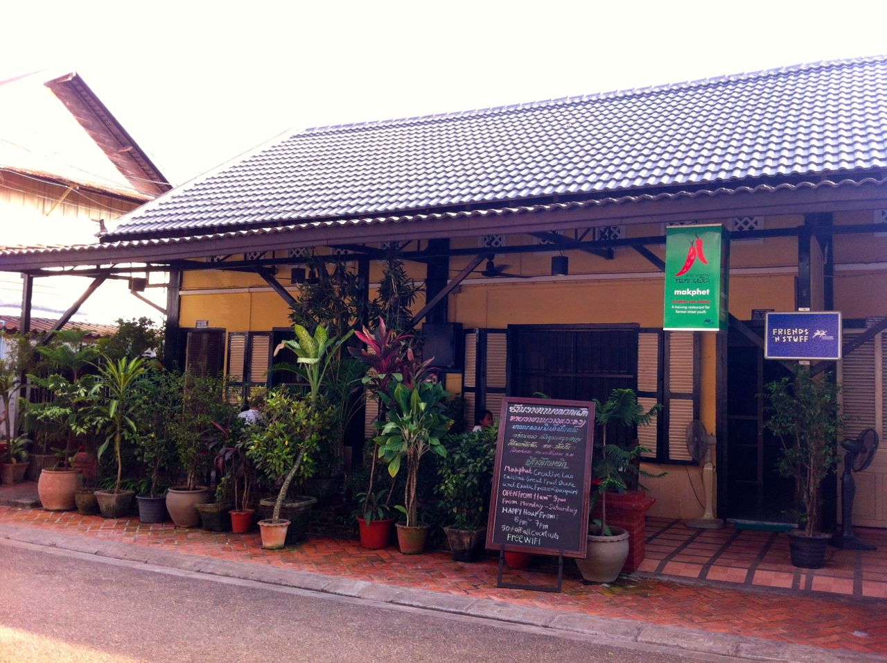 Having lunch at Phet Restaurant in Vientiane, Laos