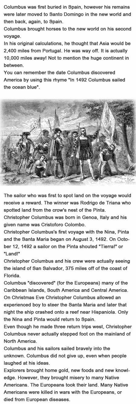 Fun facts about Christopher Columbus for kids