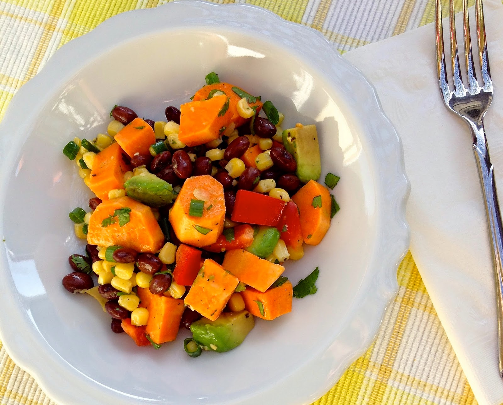 Raw Yam Salad with Sweet Corn & Black Beans Healthy Journey Cafe