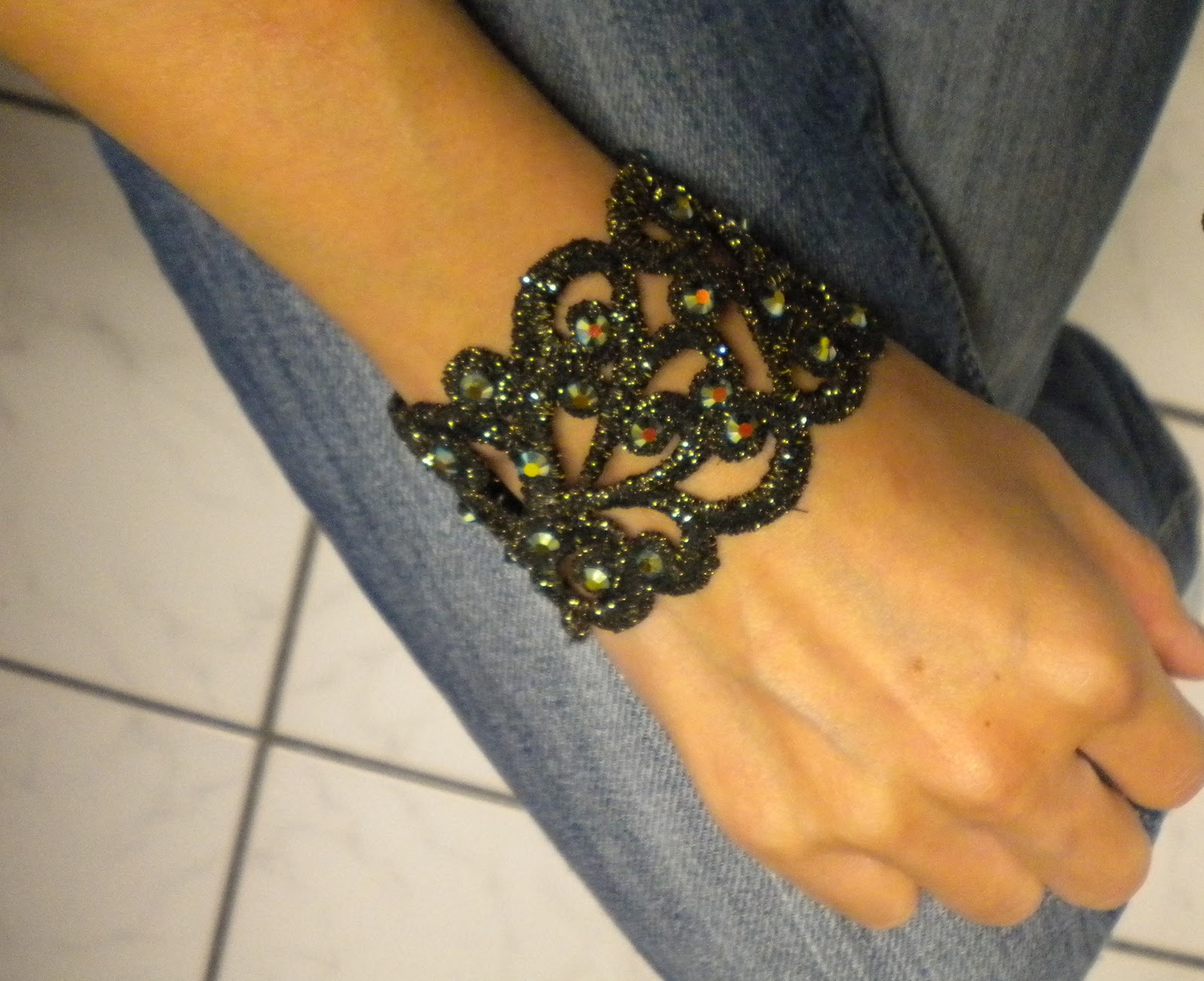 Crafter's Delights Black and Gold Lace Bracelet