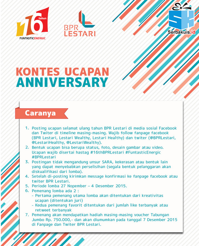 Kontes Ucapan Anniversary BPR Lestari Kontes Ucapan Anniversary BPR Lestari