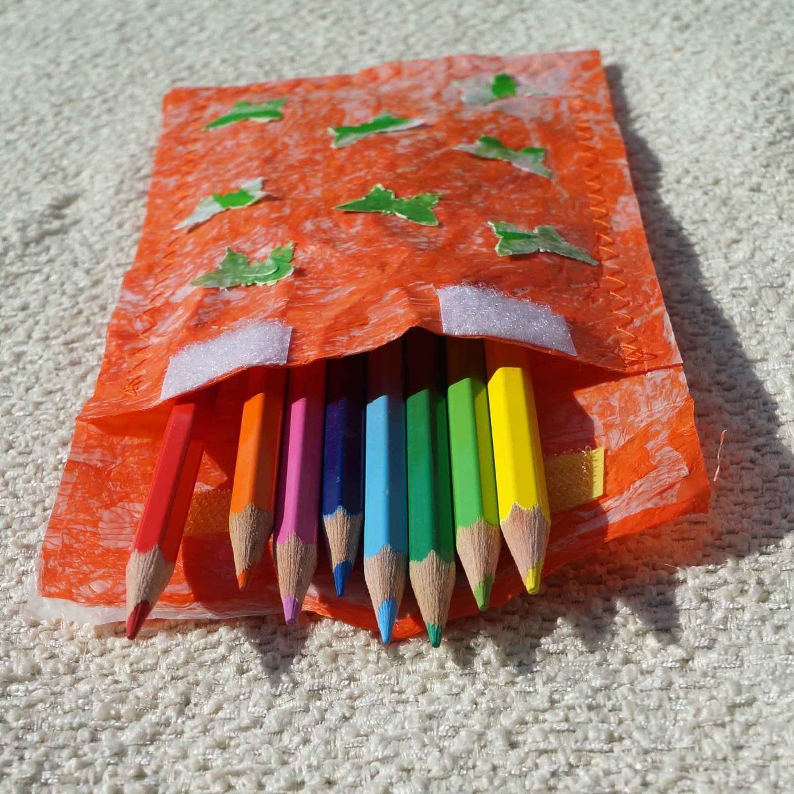 buttons and paint... and a Fused Plastic Bag Pencil Case