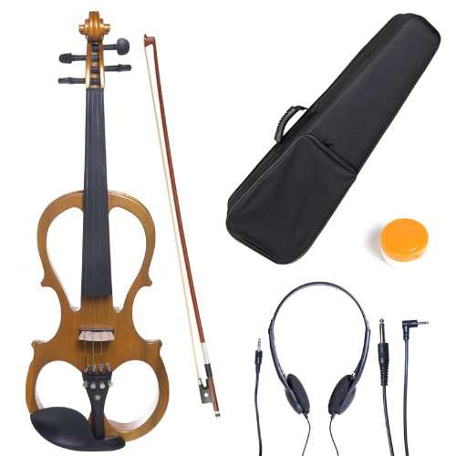 Cecilio 4/4CEVN-1Y Solid Wood Yellow Maple Metallic Electric/Silent Violin with Ebony Fittings in Style 1 (Full Size)