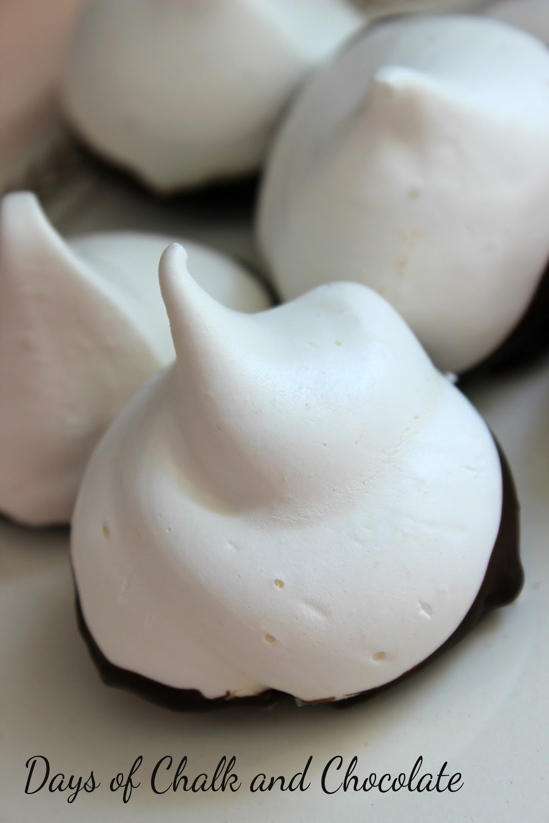 Dark Chocolate Dipped Meringues Days of Chalk and Chocolate