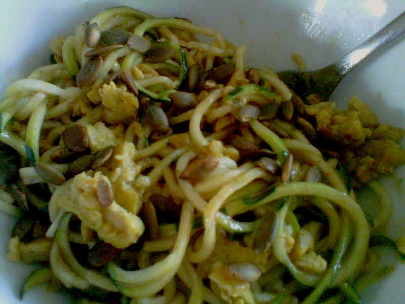Eat Hike Sleep Repeat Raw Zucchini Noodle & Tempeh Salad