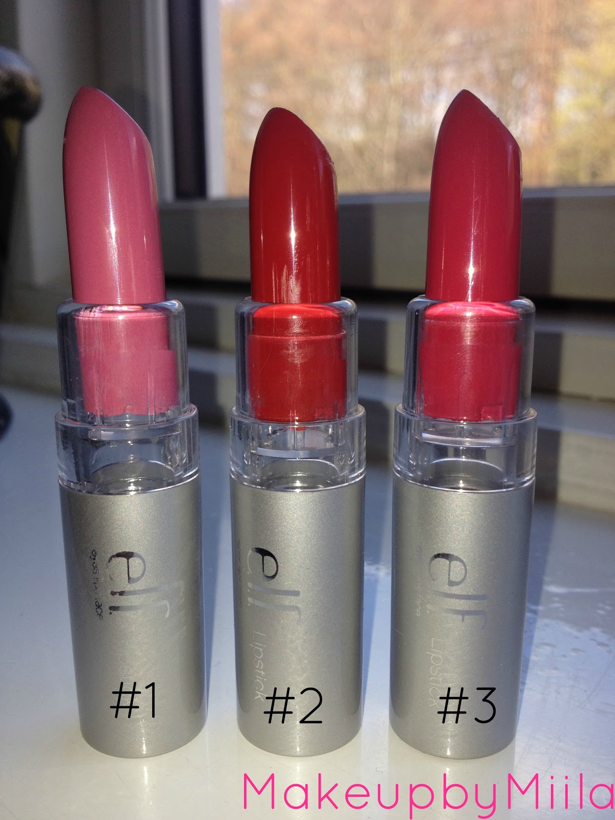 Makeup by Miila E.L.F. Essentials Lipsticks "Classy", "Fearless" and