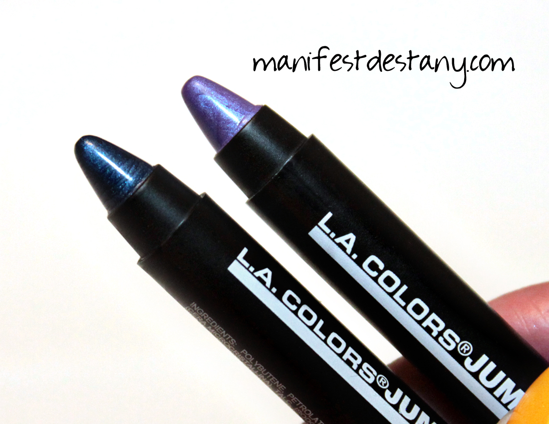 LA Colors Jumbo Eye Pencils in Waves and Bikini Time swatches+review
