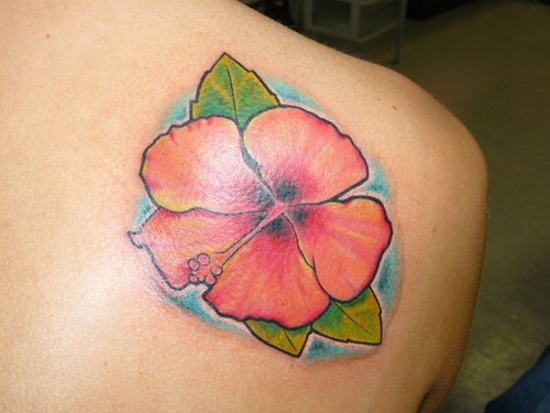 tropical flowers tattoos