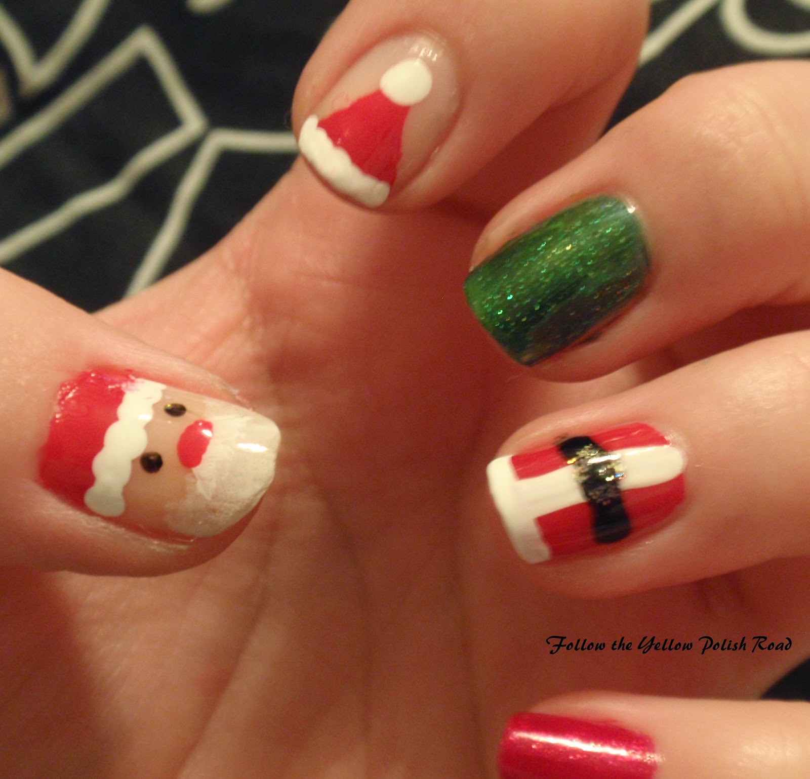 Follow the Yellow Polish Road: Santa Christmas Nails