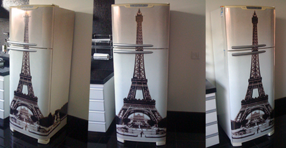 COZINHA geladeira torre Eiffel ~ VINTAGE adesivos Armário Embutido Na Parede ~ COZINHA geladeira torre Eiffel ~ VINTAGE adesivos