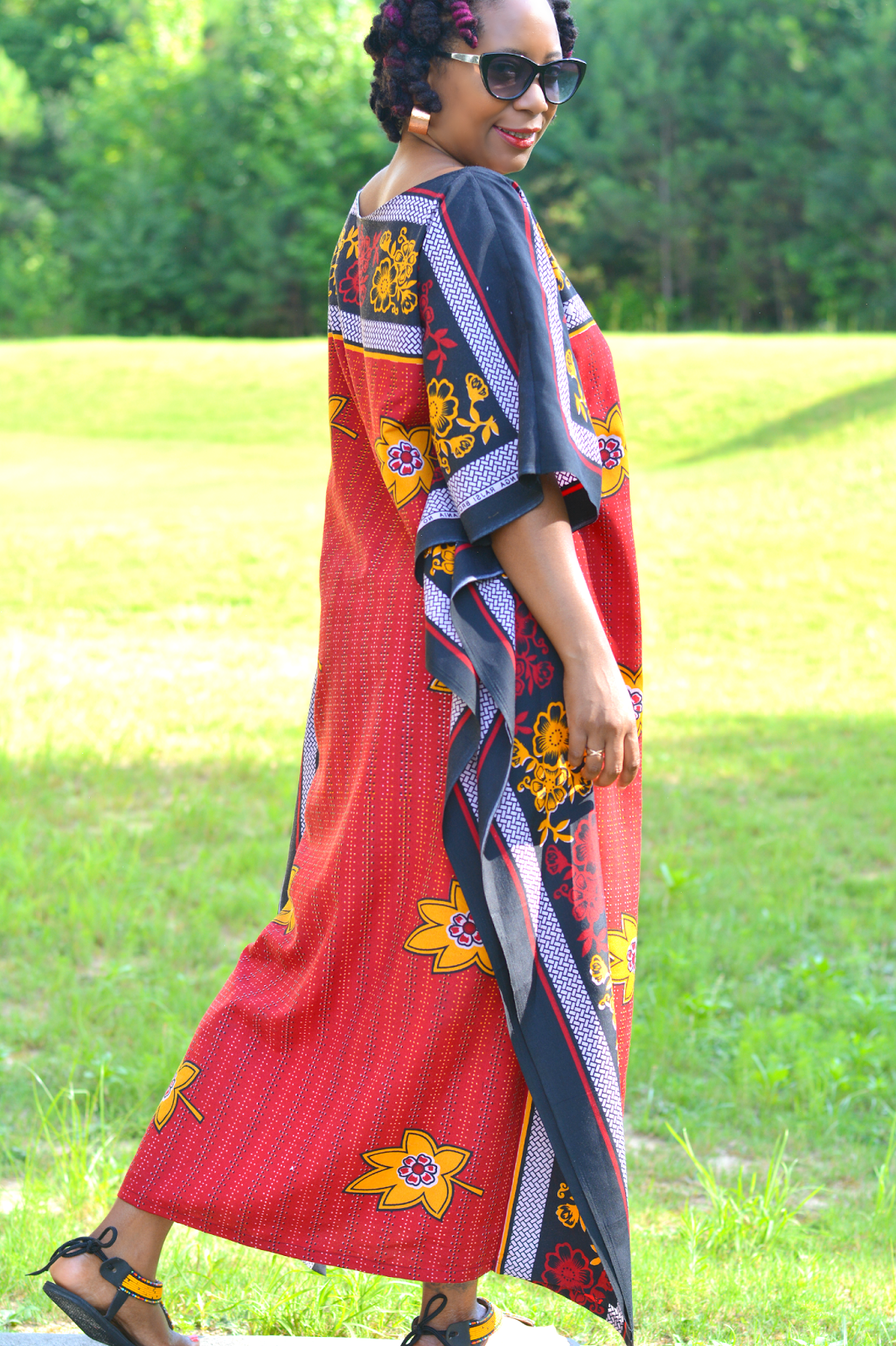 african print caftan dress