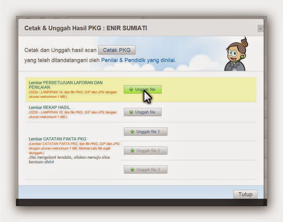 LANGKAH-LANGKAH UNGGAH NILAI HASIL PENILAIAN PKG  ( S22a , S22b DAN LEMBAR CATATAN FAKTA PENILAIAN)
