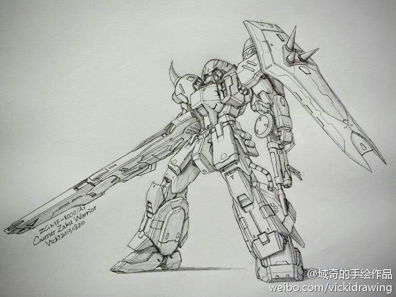 Gundam and Mobile Suit Pencil Drawings by Vicki via PIXIV Gundam Kits