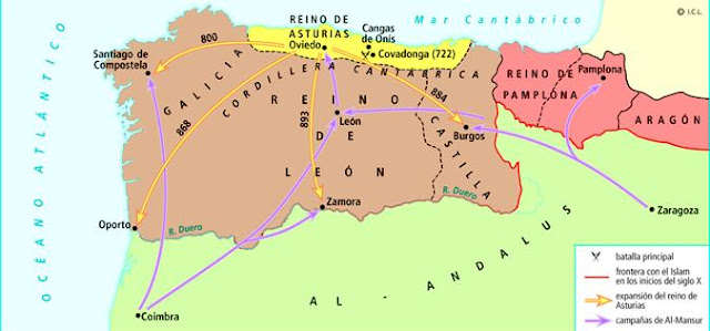 Resultado de imagen de mapa expansion reino asturleones"