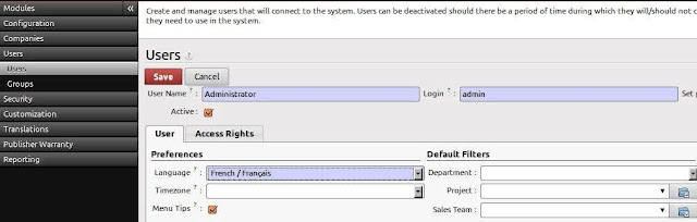 Change Language in OpenERP