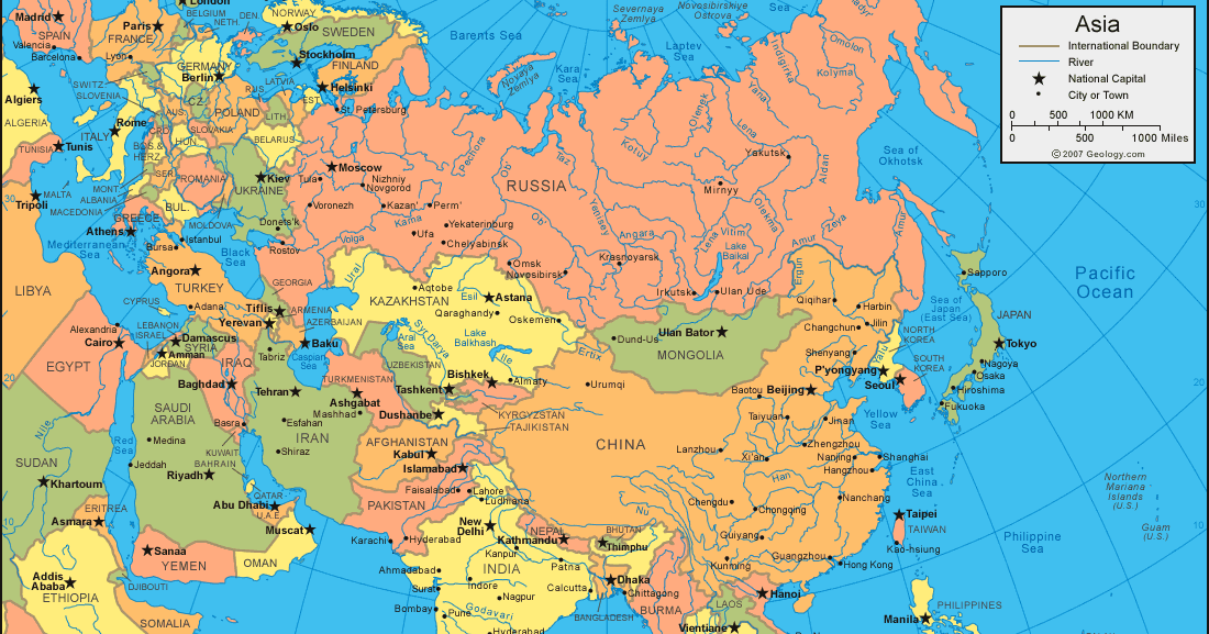 Asien - Geografiske Kort over Asien ~ Klima Naturali™