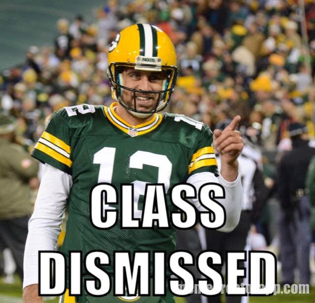 class dismissed. #rodgers #packers #pointing