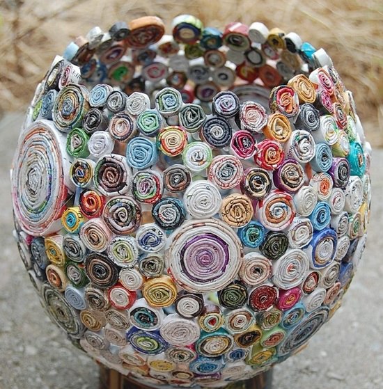 ARTESANATO LUMINÁRIA DE BOLA DE GUDE E BOWL DE PAPEL ENROLADO Artesanato De Historia ~ ARTESANATO LUMINÁRIA DE BOLA DE GUDE E BOWL DE PAPEL ENROLADO