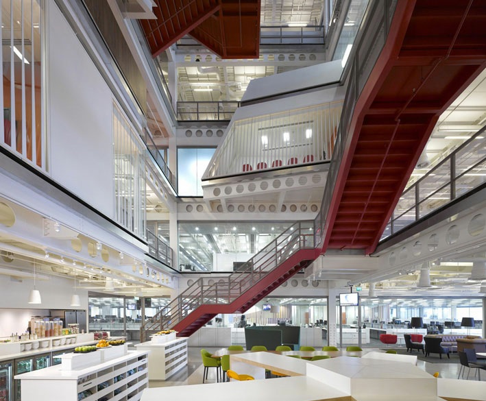 Photo of the stairs and the offices as seen from the lobby