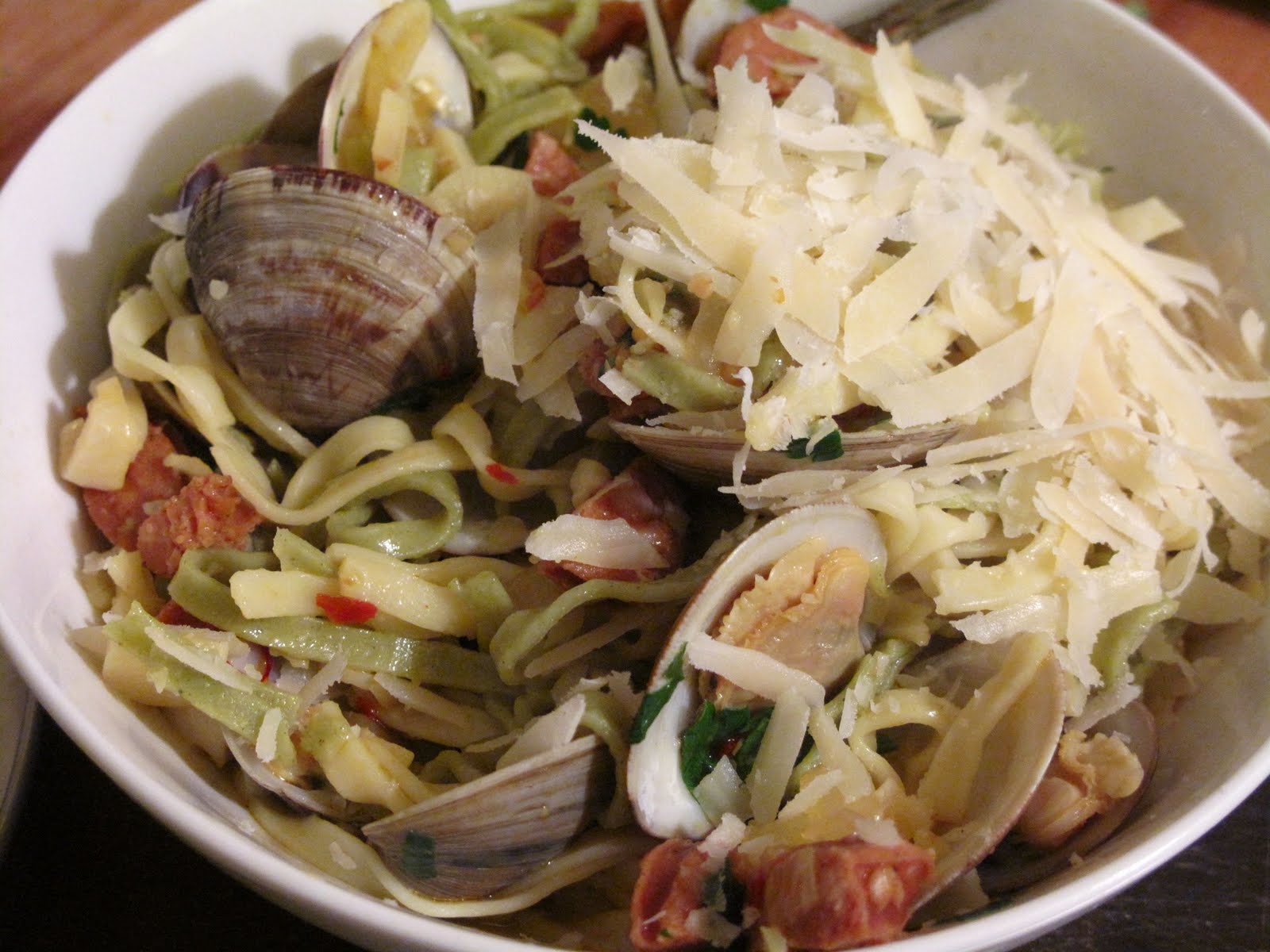Drifting Linguine with Chorizo + Clams