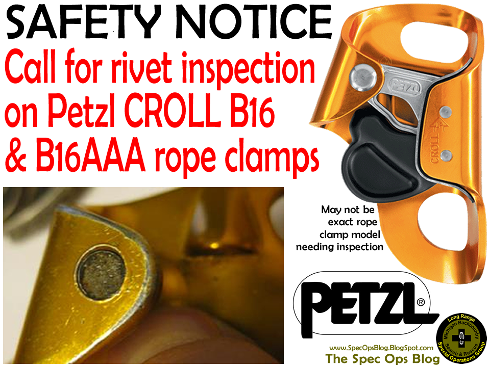 The Spec Ops Blog SAFETY NOTICE Call for rivet inspection on Petzl