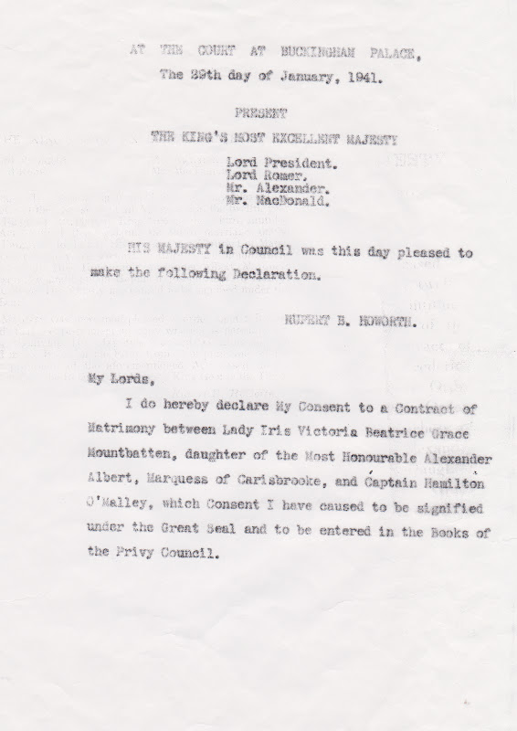 Lady Grace S Journal Royal Marriage Between Lady Iris Mountbatten Captain Hamilton O Malley