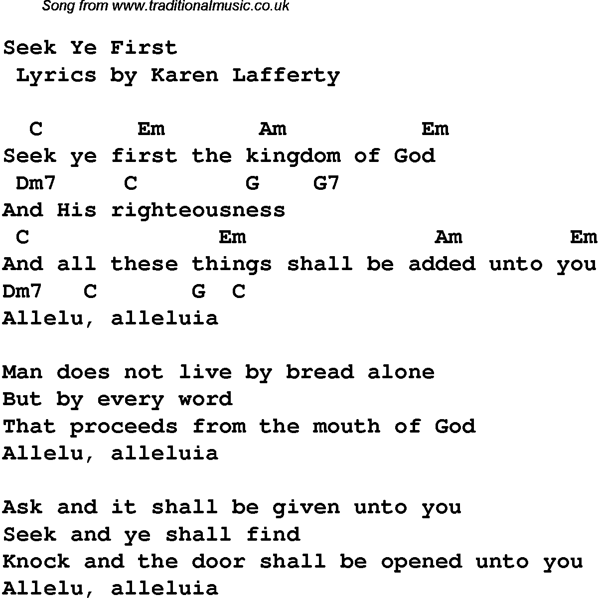 seek ye first the kingdom of god sheet music pdf