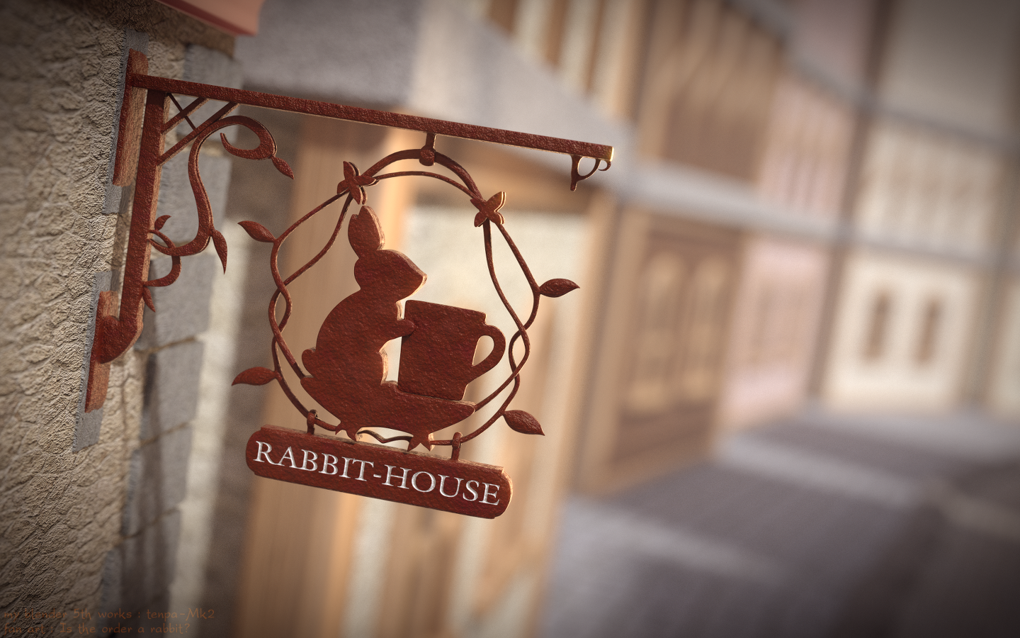 Tenpa S Blog ご注文はうさぎですか より Rabbit House の看板の壁紙をblenderで作ってみた