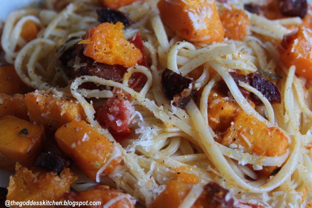 ♥ The Goddess's Kitchen ♥ Butternut Squash and Chorizo Linguine
