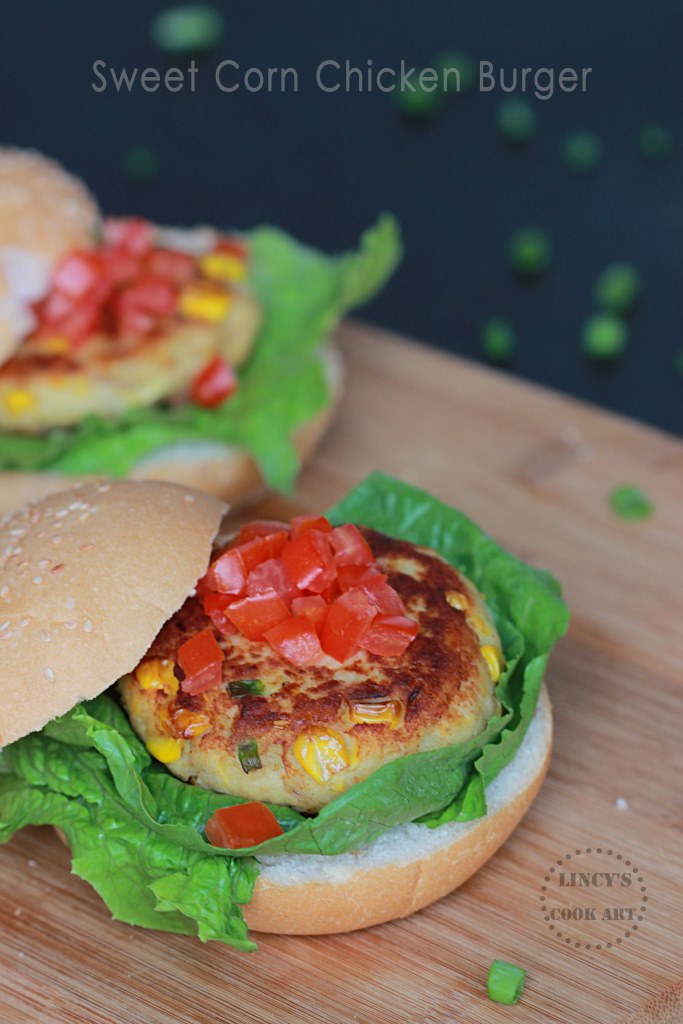 Sweet Corn Chicken Burger Lincy's Cook Art