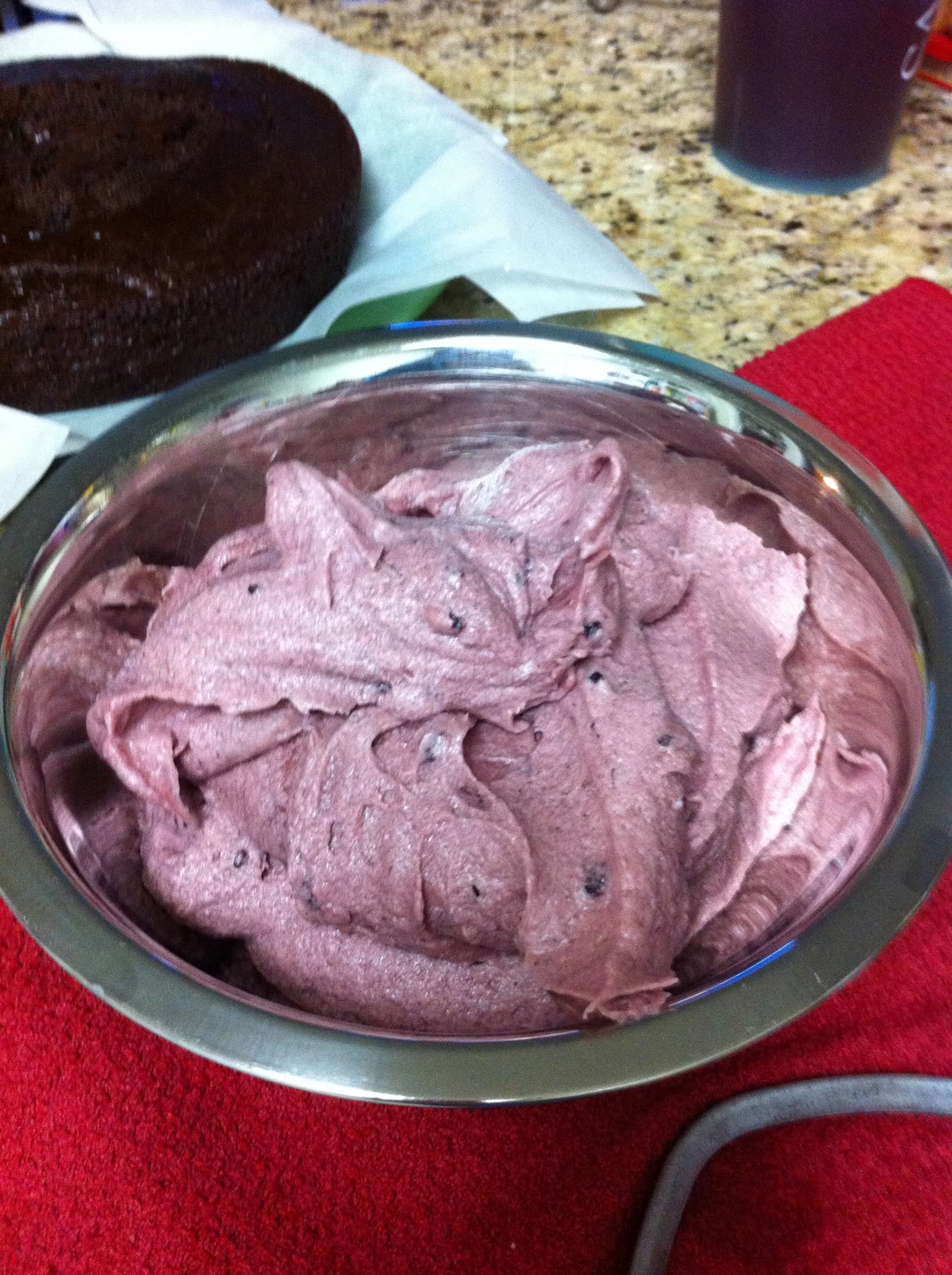 Stracciatella Double Layer Chocolate Cake with Blackberry Jam Filling