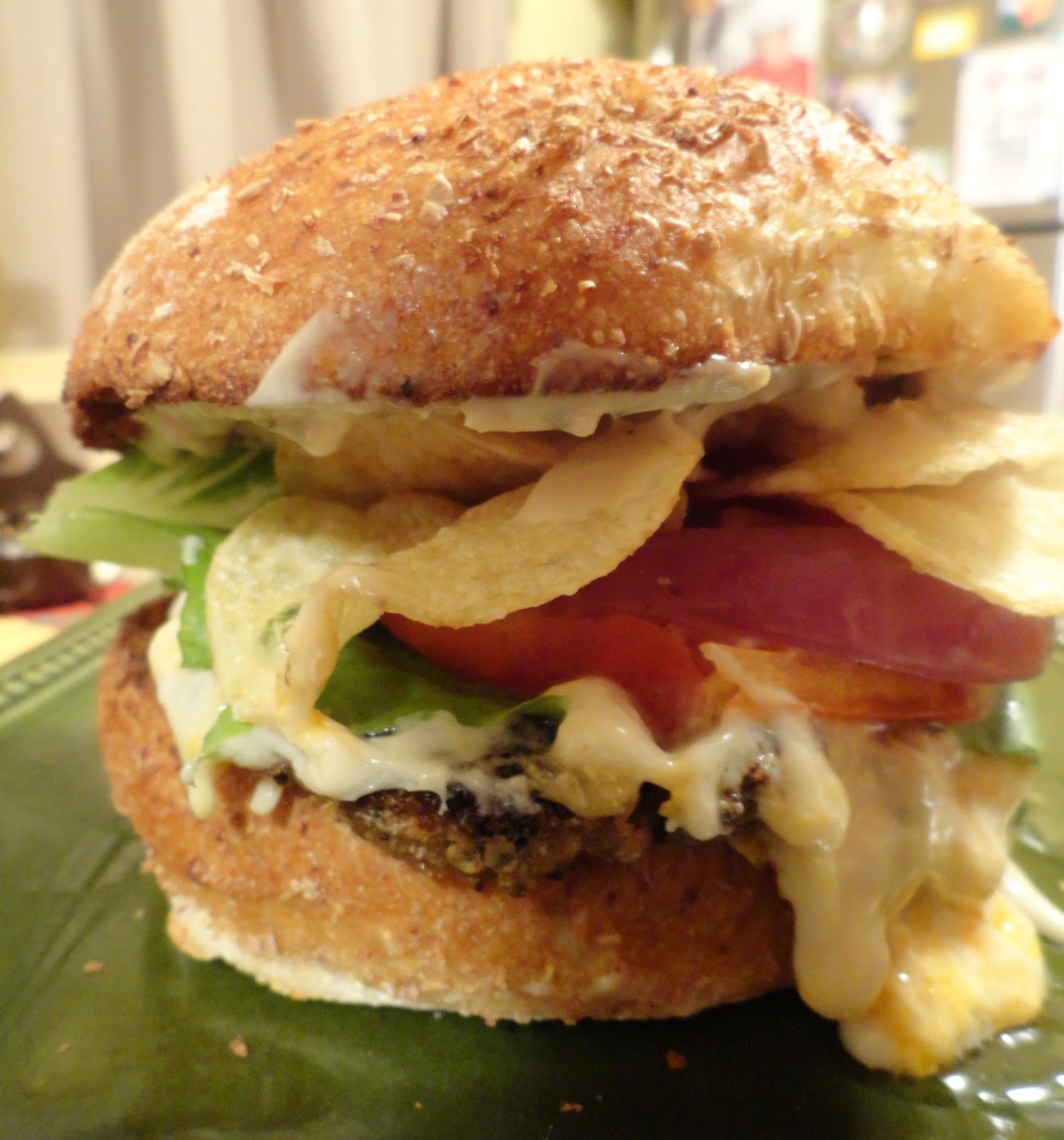 VeganMoFo Bobby Flay and The Eggplant Crunchburger The "V" Word