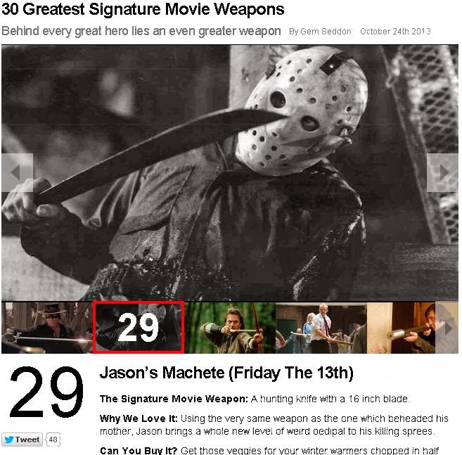 Jason Voorhees Machete Ranked In 30 Greatest Signature Weapons List