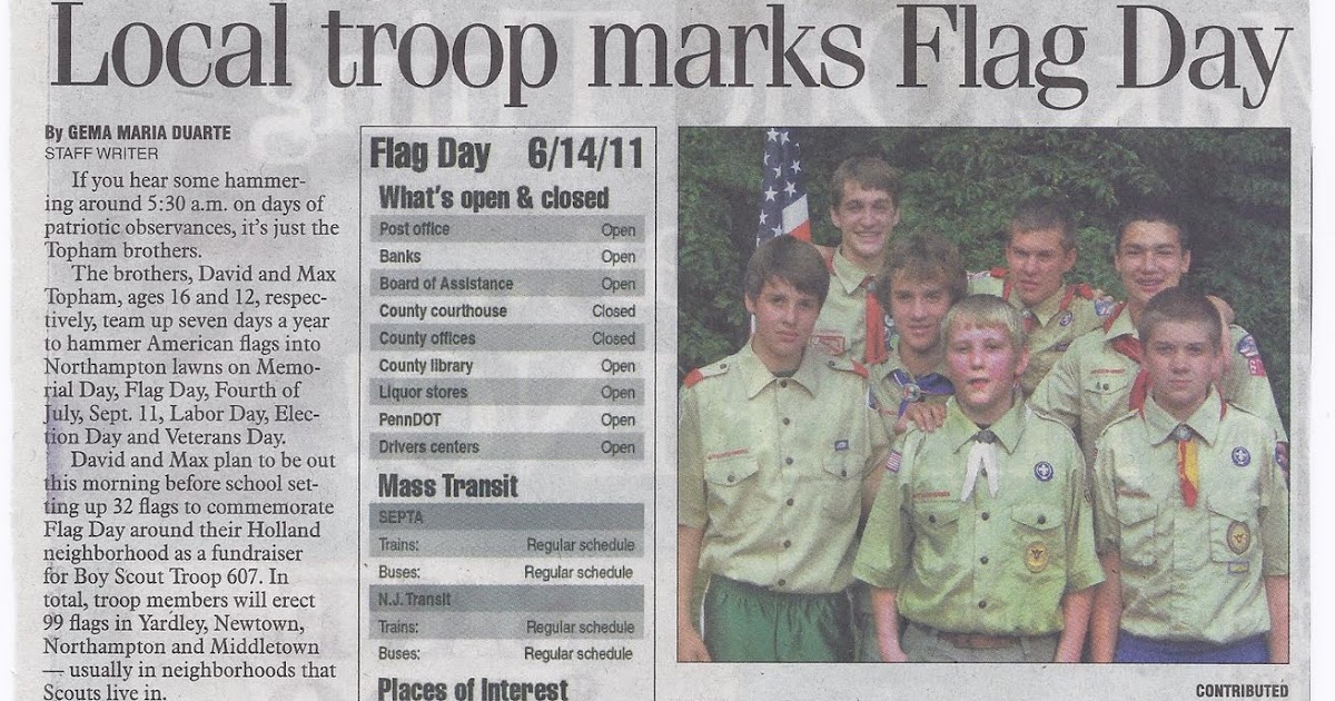 The Top Blog Flag Day Great Newspaper Article!