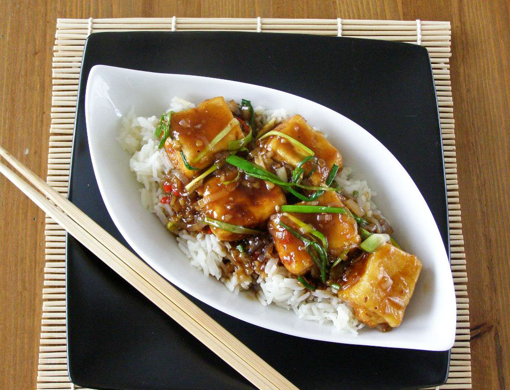 maple•spice Crispy Fried Tofu in a Spicy Teriyaki Sauce