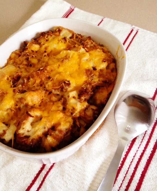 Food Fondness Sausage and Carmelized Onion Bread Pudding